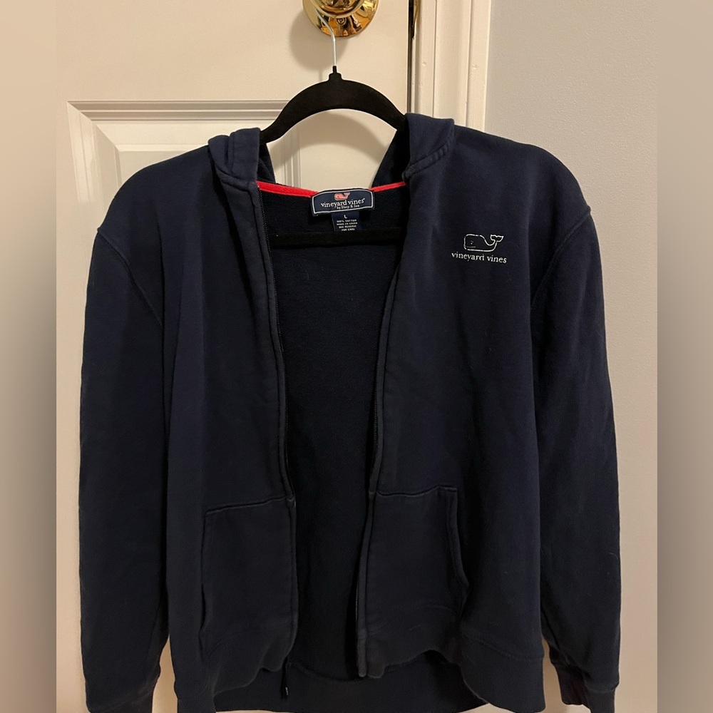 Kids Vineyard Vines Zip Up Hoodie (L)- navy blue